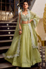 Fabulous Pastel Green Organza Designer Lehenga Choli With Dupatta