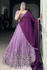 Magnetic Lavender Thread Work Organza Wedding Lehenga Choli With Dupatta