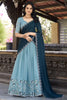 Memorable Sky-Blue Hotfix Embroidered Organza Festival Wear Lehenga Choli