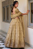 Shocking Cream Thread Embroidery Wedding Lehenga Choli With Dupatta