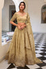 Shocking Cream Thread Embroidery Wedding Lehenga Choli With Dupatta