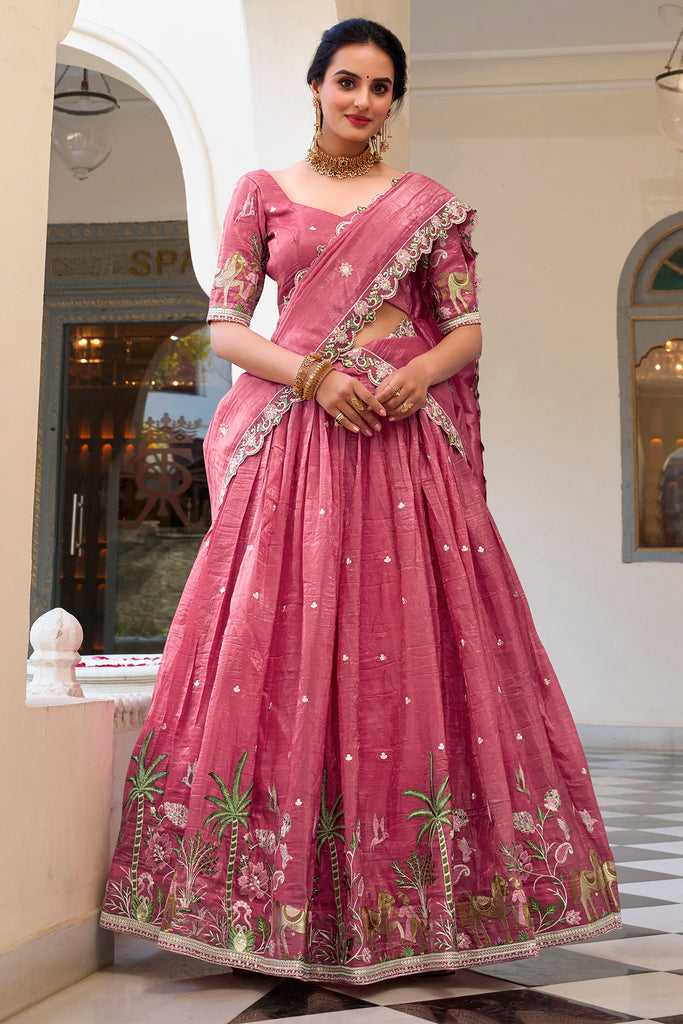 Perfect Pink Sequins Festival Wear Lehenga Choli With Dupatta