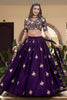 Pretty Purple Embroidered Silk Wedding Wear Lehenga Choli With Dupatta