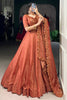 Adorable Orange Thread Embroidered Silk Sangeet Wear Lehenga Choli