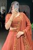 Adorable Orange Thread Embroidered Silk Sangeet Wear Lehenga Choli