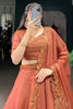 Adorable Orange Thread Embroidered Silk Sangeet Wear Lehenga Choli