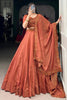 Adorable Orange Thread Embroidered Silk Sangeet Wear Lehenga Choli