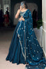 Bewitching Teal Blue Organza Sangeet Wear Lehenga With Thread Work Choli