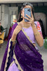 Surprising Lavender Thread Embroidered Cotton Half Saree Lehenga