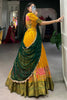 Alluring Mustard Yellow Floral Embroidered Cotton Half Saree Lehenga