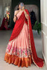 Precious Peach Embroidered Cotton Festival Wear Half Saree Lehenga