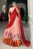 Precious Peach Embroidered Cotton Festival Wear Half Saree Lehenga