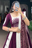 Beautiful White & Wine Gamthi Work Cotton Navratri Lehenga Choli