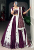 Beautiful White & Wine Gamthi Work Cotton Navratri Lehenga Choli