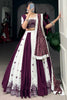 Beautiful White & Wine Gamthi Work Cotton Navratri Lehenga Choli