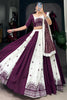 Beautiful White & Wine Gamthi Work Cotton Navratri Lehenga Choli