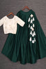 Wonderful Green Cotton Navratri Wear Crop Top Lehenga