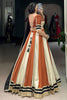 Astonishing Brown Chinon Navratri Wear Lehenga Choli With Dupatta