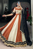 Astonishing Brown Chinon Navratri Wear Lehenga Choli With Dupatta