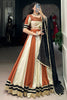 Astonishing Brown Chinon Navratri Wear Lehenga Choli With Dupatta