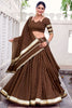 Mesmerizing Brown Zari Weaving Chanderi Silk Fesatival Wear Lehenga Choli