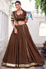 Mesmerizing Brown Zari Weaving Chanderi Silk Fesatival Wear Lehenga Choli