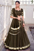 Beautiful Mehendi Green Zari Weaving Chanderi Silk Lehenga Choli With Dupatta