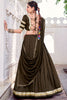 Beautiful Mehendi Green Zari Weaving Chanderi Silk Lehenga Choli With Dupatta