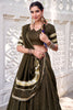 Beautiful Mehendi Green Zari Weaving Chanderi Silk Lehenga Choli With Dupatta