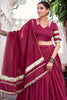 Spectacular Maroon Zari Weaving Chanderi Silk Navratri Lehenga Choli