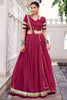 Spectacular Maroon Zari Weaving Chanderi Silk Navratri Lehenga Choli