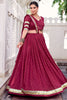 Spectacular Maroon Zari Weaving Chanderi Silk Navratri Lehenga Choli