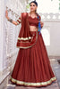 Awesome Rust Orange Zari Weaving Chanderi Silk Lehenga Choli With Dupatta