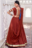 Awesome Rust Orange Zari Weaving Chanderi Silk Lehenga Choli With Dupatta