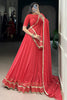 Gorgeous Red Badhani Printed Georgette Lehenga Choli With Dupatta