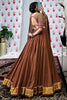 Adorable Brown Chanderi Navratri Special Lehenga Choli With Dupatta