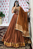 Adorable Brown Chanderi Navratri Special Lehenga Choli With Dupatta