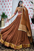 Adorable Brown Chanderi Navratri Special Lehenga Choli With Dupatta