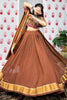 Adorable Brown Chanderi Navratri Special Lehenga Choli With Dupatta