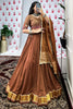 Adorable Brown Chanderi Navratri Special Lehenga Choli With Dupatta