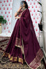 Attractive Wine Zari Weaving Chanderi Navratri Wear Lehenga Choli