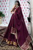 Attractive Wine Zari Weaving Chanderi Navratri Wear Lehenga Choli
