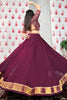Attractive Wine Zari Weaving Chanderi Navratri Wear Lehenga Choli