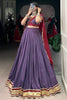 Pleasant Mauve Rayon Navratri Wear Lehenga Choli With Dupatta