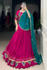 Fabulous Pink Gamthi Work Rayon Navratri Lehenga Choli With Dupatta