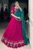 Fabulous Pink Gamthi Work Rayon Navratri Lehenga Choli With Dupatta