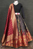 Incredible Grey Zari Weaving Silk Traditional Lehenga Choli With Dupatta