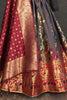 Incredible Grey Zari Weaving Silk Traditional Lehenga Choli With Dupatta