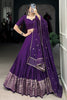 Majestic Dark Purple Zari Weaving Silk Lehenga Choli With Dupatta