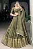 Beautiful Mehendi Green Zari Weaving Silk Function Wear Lehenga Choli